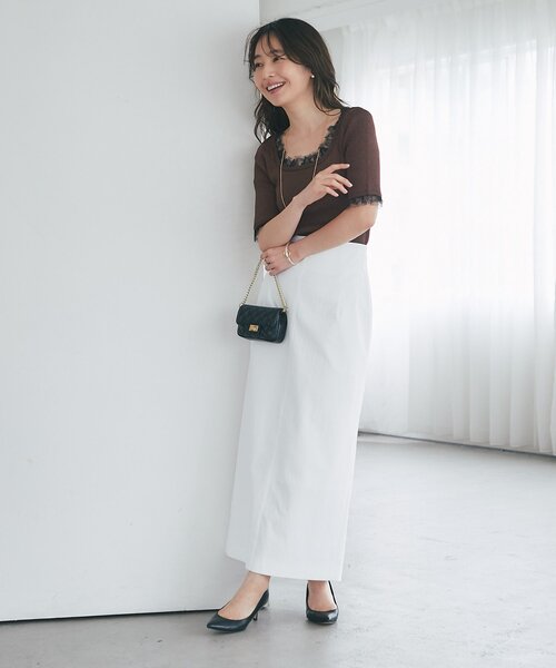 La boutique BonBon(ラブティックボンボン)の「【手洗い可能】ドライツイルナローマキシスカート(スカート・レディース・ミント/ホワイト/ブラック・PS/38/36)」の10枚目の写真