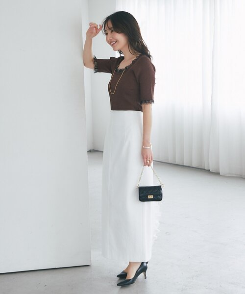 La boutique BonBon(ラブティックボンボン)の「【手洗い可能】ドライツイルナローマキシスカート(スカート・レディース・ミント/ホワイト/ブラック・PS/38/36)」の11枚目の写真