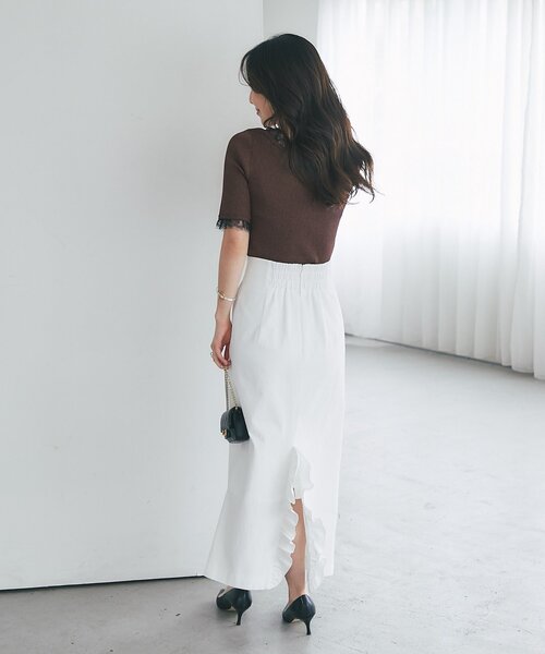 La boutique BonBon(ラブティックボンボン)の「【手洗い可能】ドライツイルナローマキシスカート(スカート・レディース・ミント/ホワイト/ブラック・PS/38/36)」の12枚目の写真