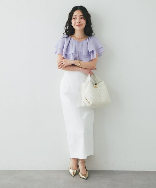 La boutique BonBon(ラブティックボンボン)の「【手洗い可能】ドライツイルナローマキシスカート(スカート・レディース・ミント/ホワイト/ブラック・PS/38/36)」の19枚目の写真