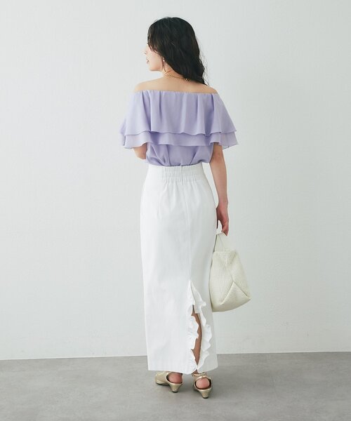 La boutique BonBon(ラブティックボンボン)の「【手洗い可能】ドライツイルナローマキシスカート(スカート・レディース・ミント/ホワイト/ブラック・PS/38/36)」の21枚目の写真