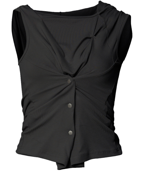 FLAREUP(フレアアップ)の「Asymmetric Snap Hoodie (FL-133_Black)(Tシャツ/カットソー・レディース・ブラック・OS)」の10枚目の写真