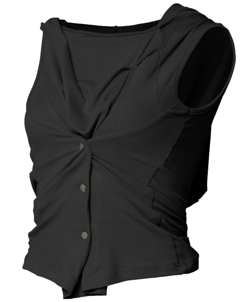 FLAREUP(フレアアップ)の「Asymmetric Snap Hoodie (FL-133_Black)(Tシャツ/カットソー・レディース・ブラック・OS)」の11枚目の写真
