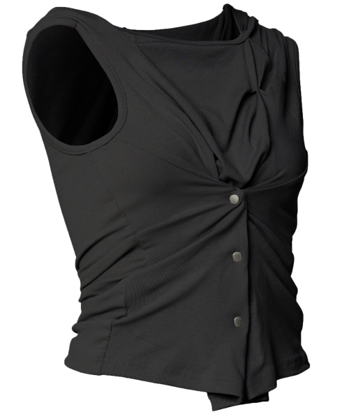 FLAREUP(フレアアップ)の「Asymmetric Snap Hoodie (FL-133_Black)(Tシャツ/カットソー・レディース・ブラック・OS)」の12枚目の写真