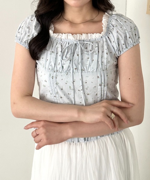 CLEA(クレア)の「タックフリル花柄レースブラウス(シャツ/ブラウス・レディース・ライトブルー/ホワイト/アイボリー・FREE)」の18枚目の写真