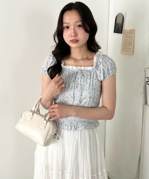 CLEA(クレア)の「タックフリル花柄レースブラウス(シャツ/ブラウス・レディース・ライトブルー/ホワイト/アイボリー・FREE)」の20枚目の写真