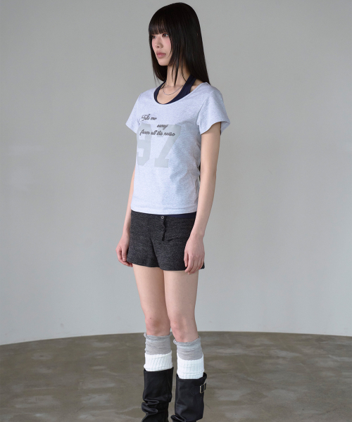 PRENDA(プレンダ)の「97 CURVED LAYERED GRAPHIC TOP GRAY(Tシャツ/カットソー・レディース・その他・F)」の3枚目の写真