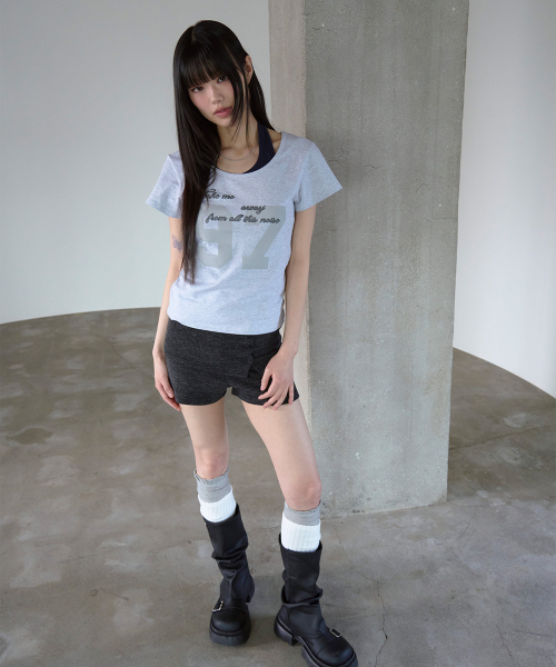 PRENDA(プレンダ)の「97 CURVED LAYERED GRAPHIC TOP GRAY(Tシャツ/カットソー・レディース・その他・F)」の4枚目の写真