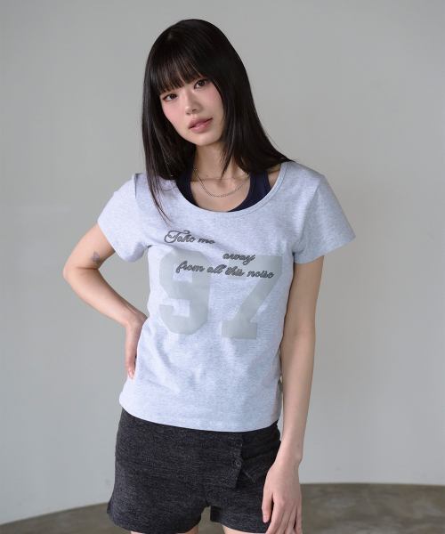 PRENDA(プレンダ)の「97 CURVED LAYERED GRAPHIC TOP GRAY(Tシャツ/カットソー・レディース・その他・F)」の5枚目の写真