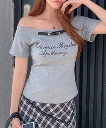 【26年春夏新作】フロントベルトデザイン レタリングロゴ半袖Tシャツ