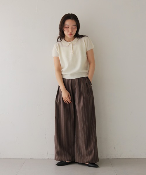 cheriella(シェリエラ)の「【cheriella】リネンライクストライプワイドスラックス LINEN-LIKE STRIPE WIDE SLACKS(スラックス・レディース・ブラウン/アイボリー・FREE)」の4枚目の写真