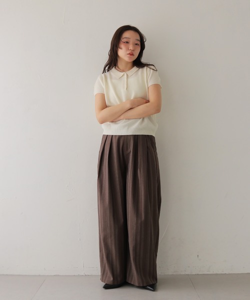 cheriella(シェリエラ)の「【cheriella】リネンライクストライプワイドスラックス LINEN-LIKE STRIPE WIDE SLACKS(スラックス・レディース・ブラウン/アイボリー・FREE)」の6枚目の写真