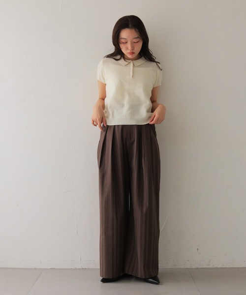 cheriella(シェリエラ)の「【cheriella】リネンライクストライプワイドスラックス LINEN-LIKE STRIPE WIDE SLACKS(スラックス・レディース・ブラウン/アイボリー・FREE)」の7枚目の写真