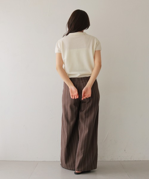 cheriella(シェリエラ)の「【cheriella】リネンライクストライプワイドスラックス LINEN-LIKE STRIPE WIDE SLACKS(スラックス・レディース・ブラウン/アイボリー・FREE)」の10枚目の写真