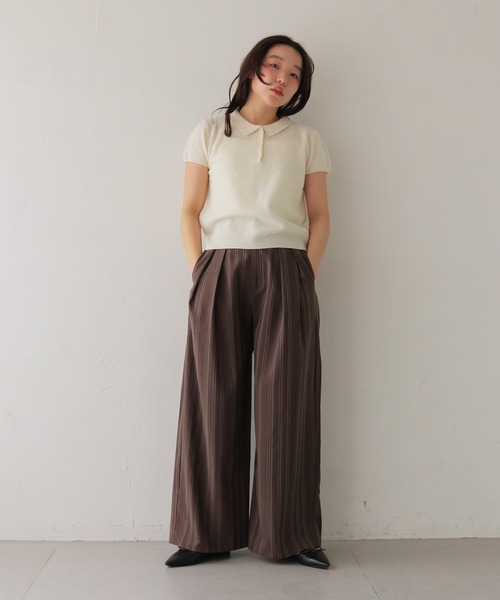 cheriella(シェリエラ)の「【cheriella】リネンライクストライプワイドスラックス LINEN-LIKE STRIPE WIDE SLACKS(スラックス・レディース・ブラウン/アイボリー・FREE)」の16枚目の写真