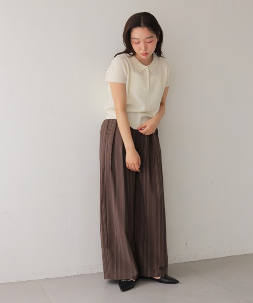 cheriella(シェリエラ)の「【cheriella】リネンライクストライプワイドスラックス LINEN-LIKE STRIPE WIDE SLACKS(スラックス・レディース・ブラウン/アイボリー・FREE)」の17枚目の写真