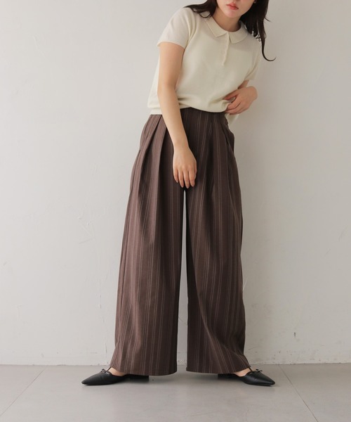 cheriella(シェリエラ)の「【cheriella】リネンライクストライプワイドスラックス LINEN-LIKE STRIPE WIDE SLACKS(スラックス・レディース・ブラウン/アイボリー・FREE)」の18枚目の写真