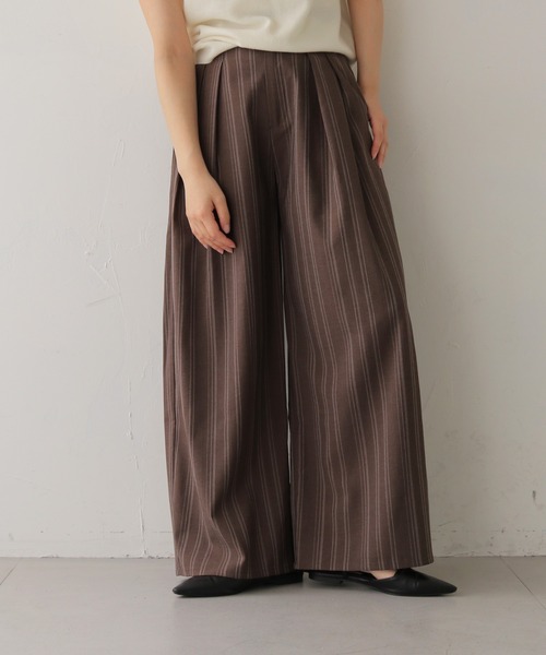 cheriella(シェリエラ)の「【cheriella】リネンライクストライプワイドスラックス LINEN-LIKE STRIPE WIDE SLACKS(スラックス・レディース・ブラウン/アイボリー・FREE)」の3枚目の写真