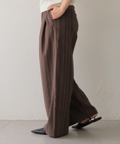 cheriella(シェリエラ)の「【cheriella】リネンライクストライプワイドスラックス LINEN-LIKE STRIPE WIDE SLACKS(スラックス・レディース・ブラウン/アイボリー・FREE)」の12枚目の写真
