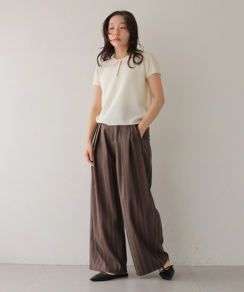 cheriella(シェリエラ)の「【cheriella】リネンライクストライプワイドスラックス LINEN-LIKE STRIPE WIDE SLACKS(スラックス・レディース・ブラウン/アイボリー・FREE)」の13枚目の写真