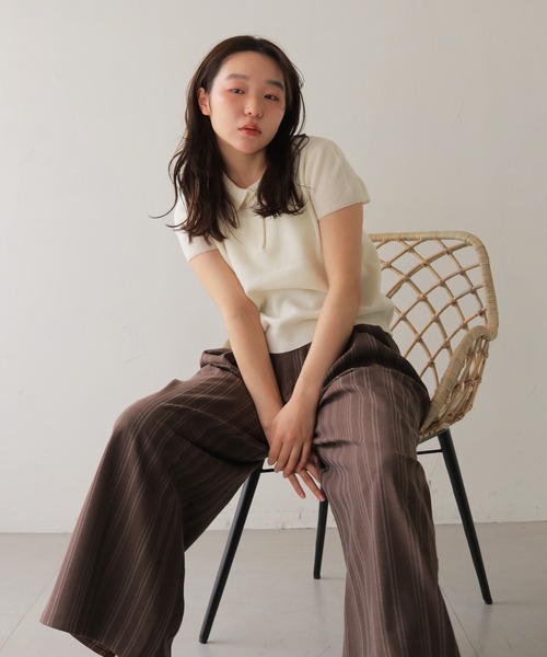 cheriella(シェリエラ)の「【cheriella】リネンライクストライプワイドスラックス LINEN-LIKE STRIPE WIDE SLACKS(スラックス・レディース・ブラウン/アイボリー・FREE)」の15枚目の写真