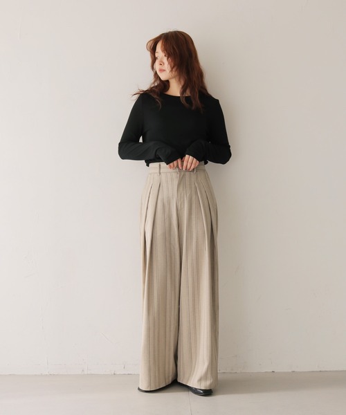 cheriella(シェリエラ)の「【cheriella】リネンライクストライプワイドスラックス LINEN-LIKE STRIPE WIDE SLACKS(スラックス・レディース・ブラウン/アイボリー・FREE)」の20枚目の写真