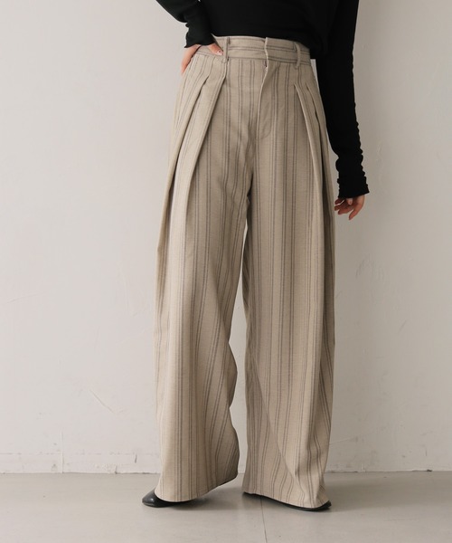 cheriella(シェリエラ)の「【cheriella】リネンライクストライプワイドスラックス LINEN-LIKE STRIPE WIDE SLACKS(スラックス・レディース・ブラウン/アイボリー・FREE)」の22枚目の写真