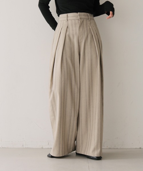 cheriella(シェリエラ)の「【cheriella】リネンライクストライプワイドスラックス LINEN-LIKE STRIPE WIDE SLACKS(スラックス・レディース・ブラウン/アイボリー・FREE)」の21枚目の写真