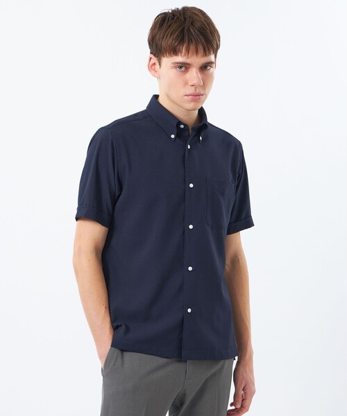 MACKINTOSH PHILOSOPHY(マッキントッシュ フィロソフィー)の「トロッター スクエアボタンダウン ナローサッカーストライプ(シャツ/ブラウス・メンズ・ダークネイビー/ホワイト/ブルー系その他7・40/38)」の1枚目の写真