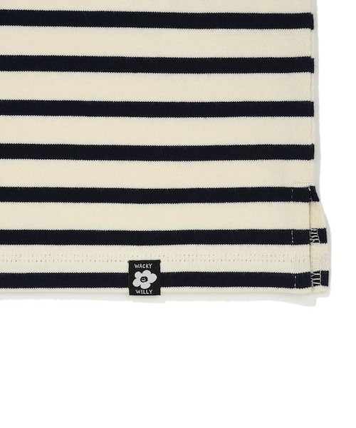 Wacky WiLLy(ワッキーウィリー)の「WOMEN'S STRIPED SHORT SLEEVE T-SHIRT(Tシャツ/カットソー・レディース・クリーム/スカイブルー/グリーン/ネイビー・LARGE/MEDIUM/SMALL)」の10枚目の写真