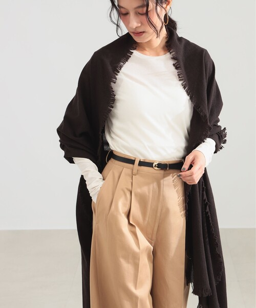 Demi-Luxe BEAMS(デミルクス ビームス)の「ASAUCE MELER / エアリー ウール ストール(ストール/ショール・レディース・ライトグレー/ダークブラウン・ONE SIZE)」の2枚目の写真