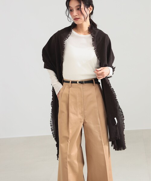 Demi-Luxe BEAMS(デミルクス ビームス)の「ASAUCE MELER / エアリー ウール ストール(ストール/ショール・レディース・ライトグレー/ダークブラウン・ONE SIZE)」の3枚目の写真
