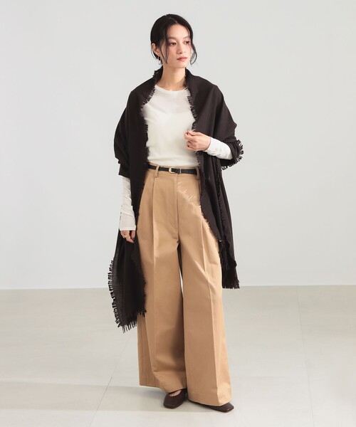 Demi-Luxe BEAMS(デミルクス ビームス)の「ASAUCE MELER / エアリー ウール ストール(ストール/ショール・レディース・ライトグレー/ダークブラウン・ONE SIZE)」の4枚目の写真