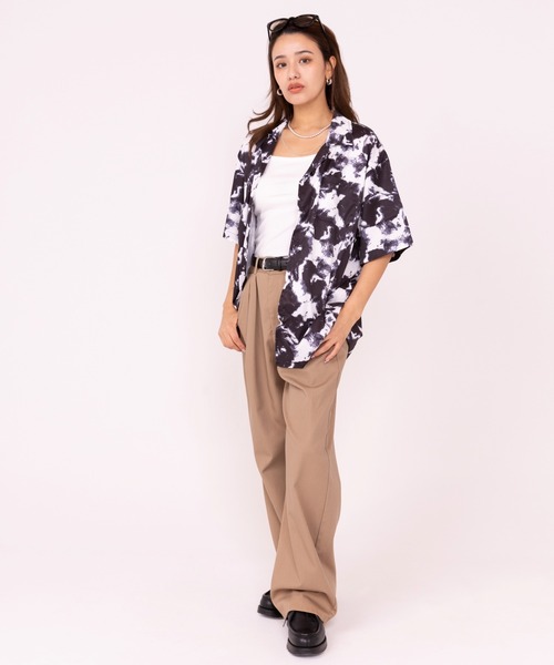 WYZ wear(ダブリューワイジィーウェア)の「オーバーサイズモノトーン総柄開襟シャツ/ユニセックス(シャツ/ブラウス・メンズ・ブラック・L/M/XL)」の11枚目の写真