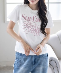 【5色展開】フラワープリントTシャツ［骨格ウェーブ／ガーリー／フェミニン／韓国ファッション］
