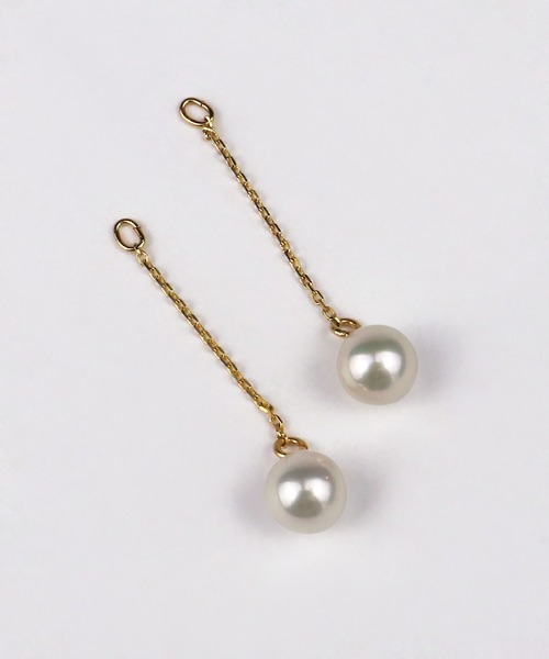 Seashore Uwajima Akoya Pearls(シーショアウワジマアコヤシンジュ)の「あこや真珠 チャーム付き 2way ピアス SV925(ピアス(両耳用)・レディース・ホワイト×ゴールド・ONESIZE)」の5枚目の写真