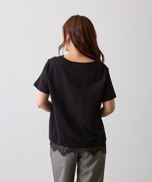 H.TOKYO(エイチトウキョウ)の「レースレイヤードVネックプルオーバー(Tシャツ/カットソー・レディース・ブラック/ホワイト・FREE)」の16枚目の写真