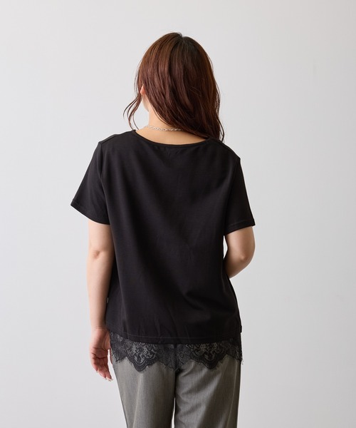 H.TOKYO(エイチトウキョウ)の「レースレイヤードVネックプルオーバー(Tシャツ/カットソー・レディース・ブラック/ホワイト・FREE)」の19枚目の写真