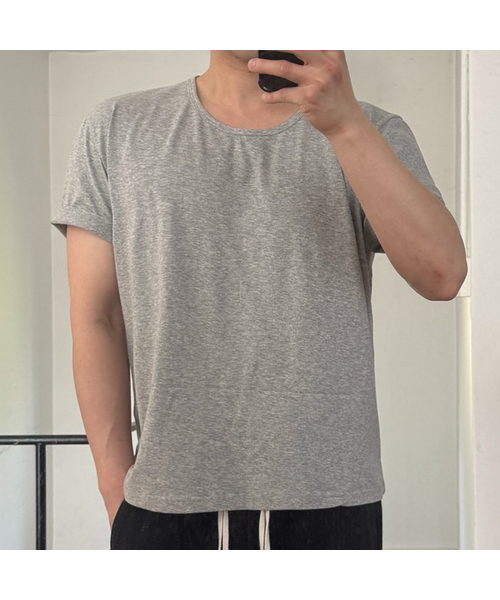 SENTAIR(センテア)の「コンフォートUネック半袖Tシャツ_3カラー(Tシャツ/カットソー・メンズ・ライトグレー/ブラック/アイボリー・FREE)」の3枚目の写真