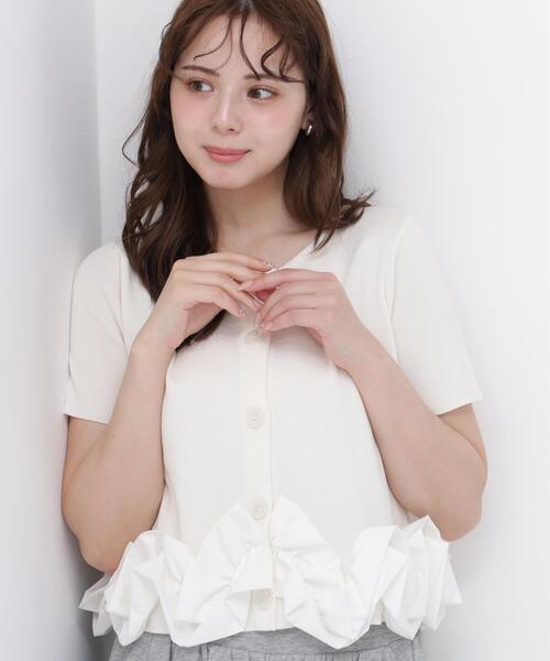 PROPORTION BODY DRESSING(プロポーションボディドレッシング)の「<a>半袖ホイップヘムカーディガン / 1216279501(カーディガン/ボレロ・レディース・ブルー/ホワイト/ネイビー・FREE)」の1枚目の写真