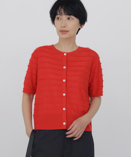 human woman(ヒューマンウーマン)の「◆【2WAY/ウォッシャブル】パイルボーダーカーディガン(カーディガン/ボレロ・レディース・ネイビー/ホワイト/レッド・MEDIUM)」の9枚目の写真