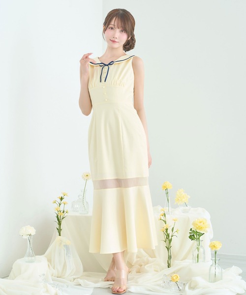 Rose Muse(ロゼミューズ)の「Sailor collar mermaid dress(ワンピース・レディース・イエロー/ホワイト・MEDIUM/SMALL)」の5枚目の写真