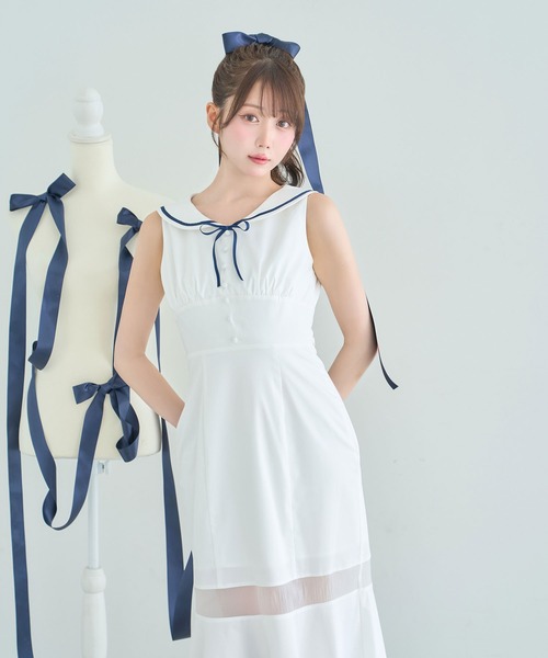 Rose Muse(ロゼミューズ)の「Sailor collar mermaid dress(ワンピース・レディース・イエロー/ホワイト・MEDIUM/SMALL)」の8枚目の写真