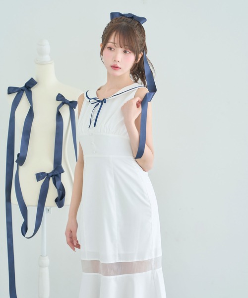 Rose Muse(ロゼミューズ)の「Sailor collar mermaid dress(ワンピース・レディース・イエロー/ホワイト・MEDIUM/SMALL)」の9枚目の写真