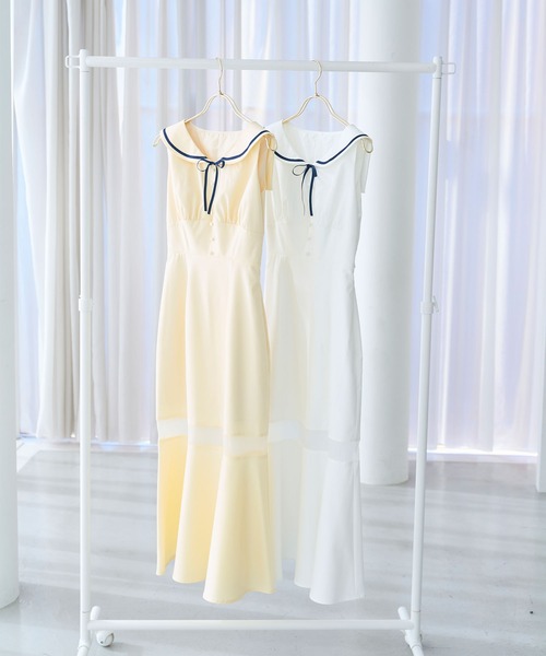Rose Muse(ロゼミューズ)の「Sailor collar mermaid dress(ワンピース・レディース・イエロー/ホワイト・MEDIUM/SMALL)」の11枚目の写真