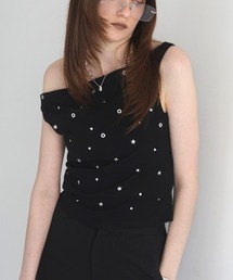 スタッズ付きノースリーブTシャツ
