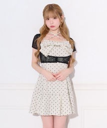 フロントリボンプリーツミニキャミワンピース
