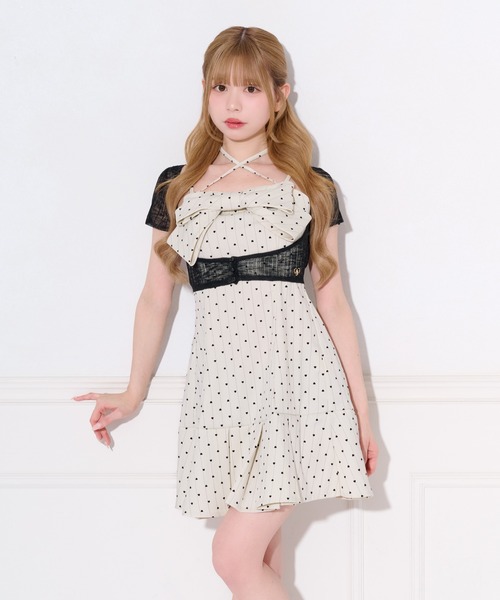 apres jour(アプレジュール)の「フロントリボンプリーツミニキャミワンピース(ワンピース・レディース・ブラック系その他/アイボリー・MEDIUM/SMALL/X-LARGE)」の3枚目の写真