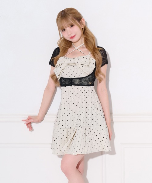 apres jour(アプレジュール)の「フロントリボンプリーツミニキャミワンピース(ワンピース・レディース・ブラック系その他/アイボリー・MEDIUM/SMALL/X-LARGE)」の4枚目の写真