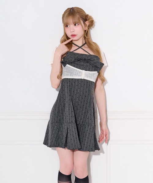 apres jour(アプレジュール)の「フロントリボンプリーツミニキャミワンピース(ワンピース・レディース・ブラック系その他/アイボリー・MEDIUM/SMALL/X-LARGE)」の8枚目の写真